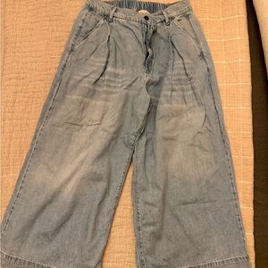 PILCRO Wide-Leg Light Blue Denim Pants